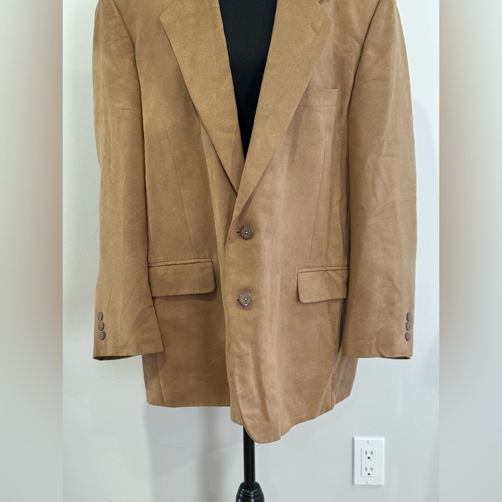 Bret Pulitzer 46 Regular Supra Suede Men's Tan Blazer 853 - Picture 3 of 10